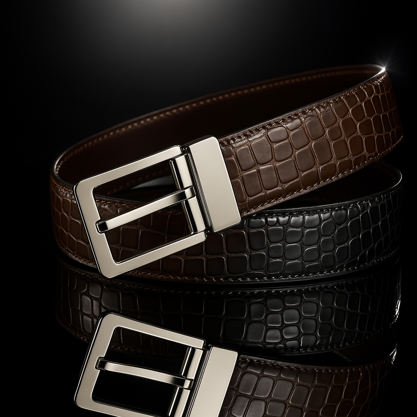 Croc Reversible Leather Belt