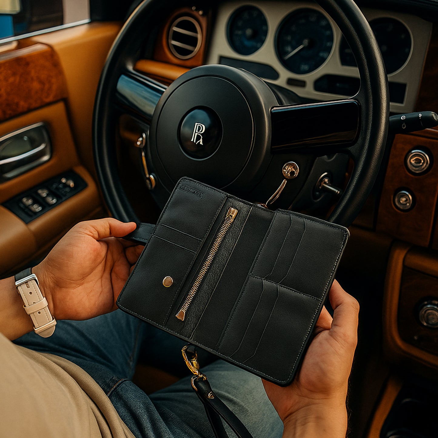 Croco Style Leather Wallet - Long Wallet