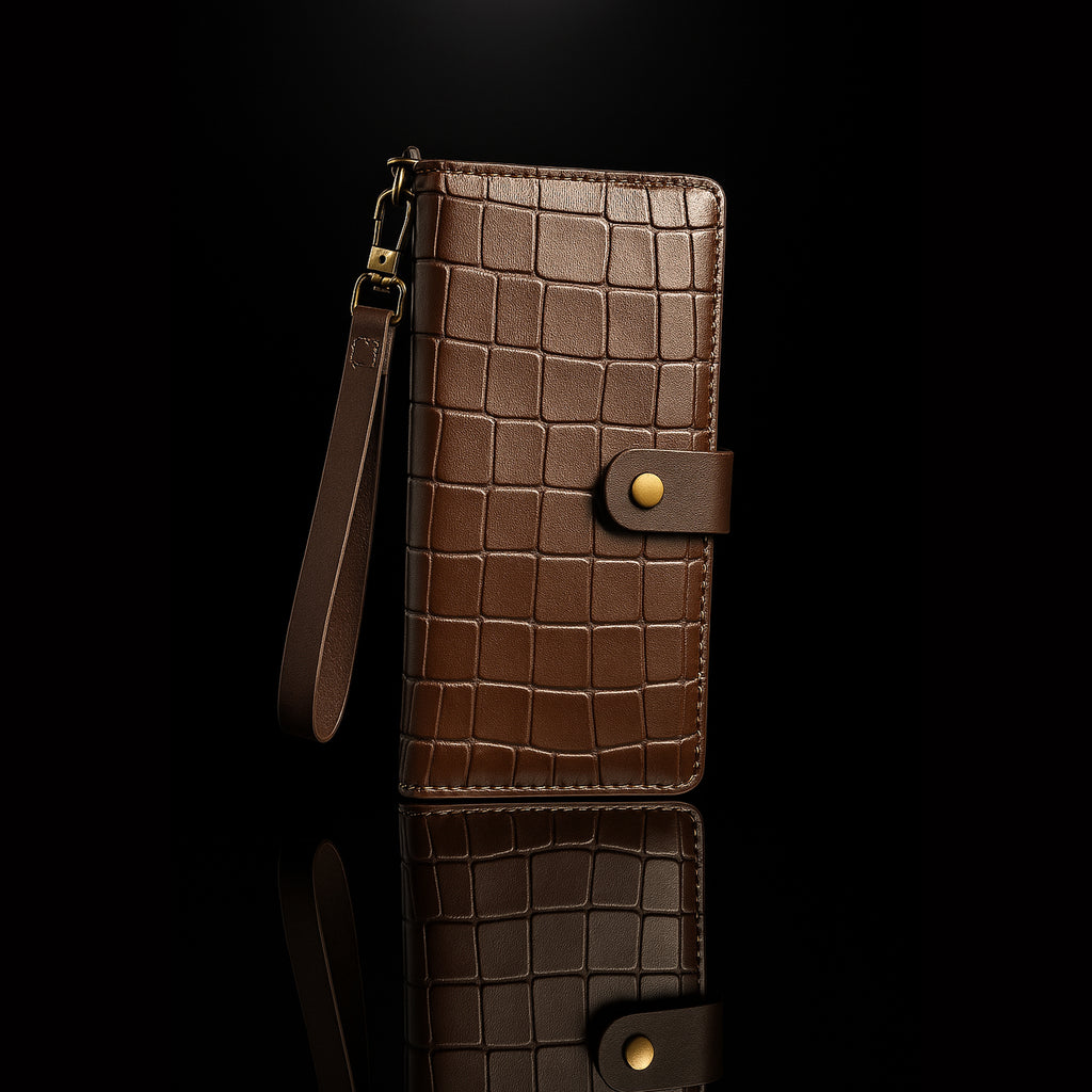 Croco Style Leather Wallet - Long Wallet