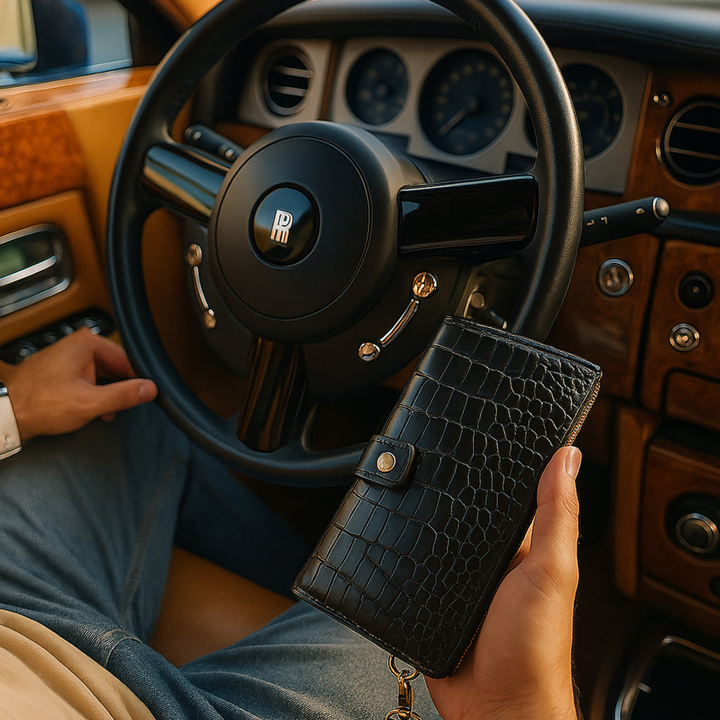 Croco Style Leather Wallet - Long Wallet