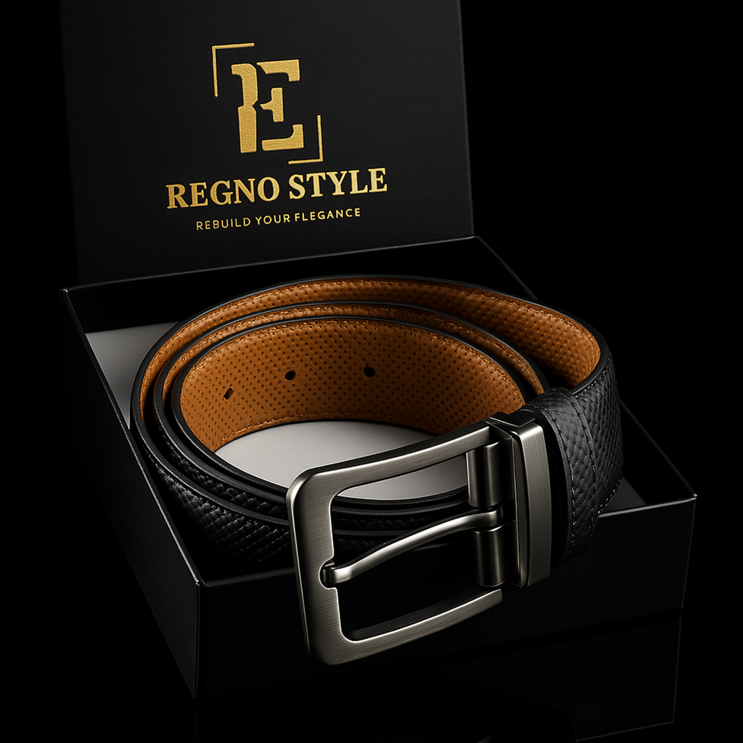 Pin Dot Reversible Leather Belt