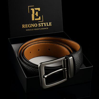 Pin Dot Reversible Leather Belt