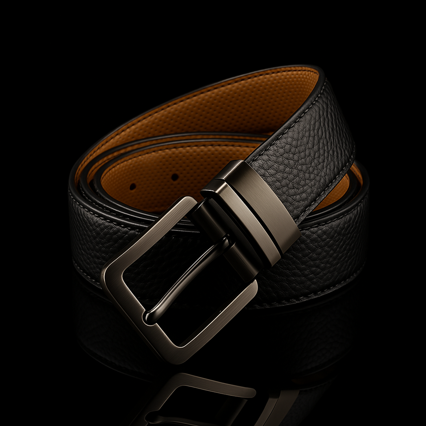 Pin Dot Reversible Leather Belt